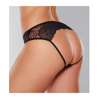 Panty Abierto de Malla y Encaje Negro Adore Kiss