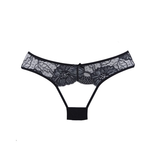 Panty Abierto de Malla y Encaje Negro Adore Kiss