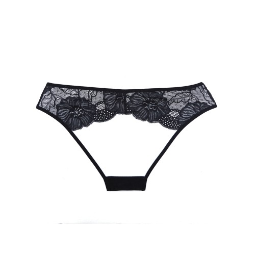 Panty Abierto de Malla y Encaje Negro Adore Kiss