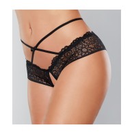 Adore Crayzee Open Panty with Criss Cross Straps - Black O/S