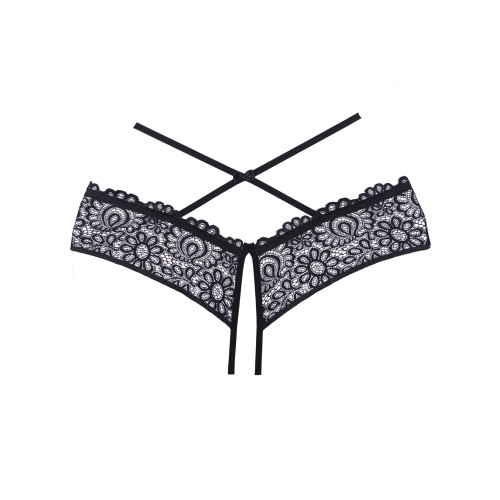 Panty Abierto Adore Crayzee con Cintas en Criss Cross - Negro T/U