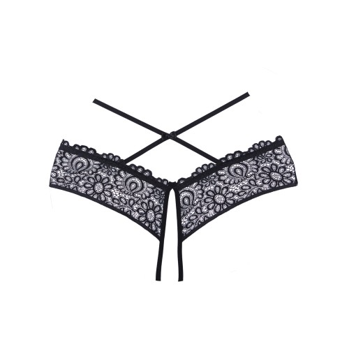 Adore Crayzee Open Panty with Criss Cross Straps - Black O/S