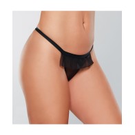 Adore Black Tie Mesh Front w/Flounce Open Bow Back Panty Black O/S