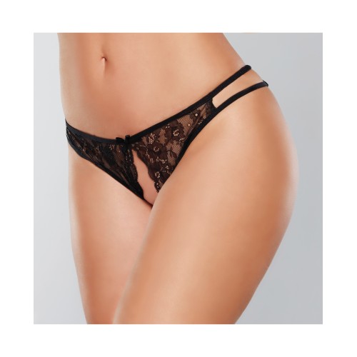 Adore Love Sick Panty de Encaje Abierto Negro Talla Única