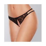 Adore Love Sick Panty de Encaje Abierto Negro Talla Única