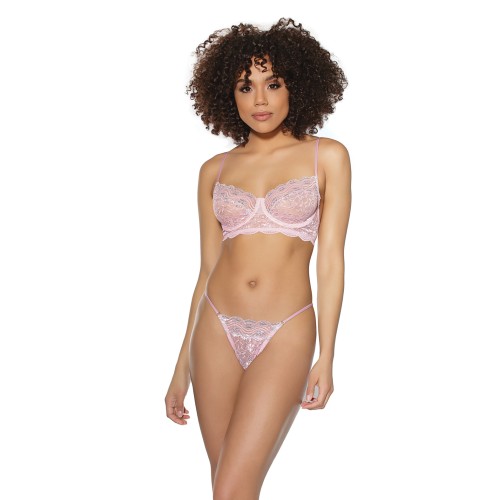 Crystal Pink Underwire Bra and G-String Set