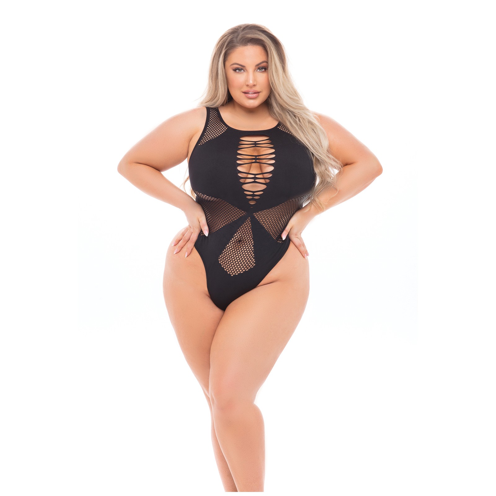 Pink Lipstick Highneck Bodysuit for Stunning Curves