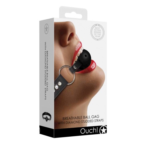 Ball Gag Transpirable de Diamante Negro