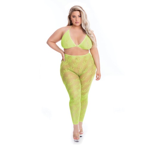 Pink Lipstick All About Leaf Bra and Leggings Green QN