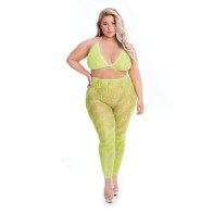 Pink Lipstick All About Leaf Bra and Leggings Green QN