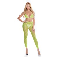 Pink Lipstick All About Leaf Bra & Leggings Green OS