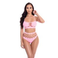 Neon Dreams Pink Bra and High Waist Thong Set