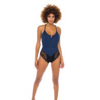 Chic Claribel Ribbed Jersey Romper - Estate Blue/Black