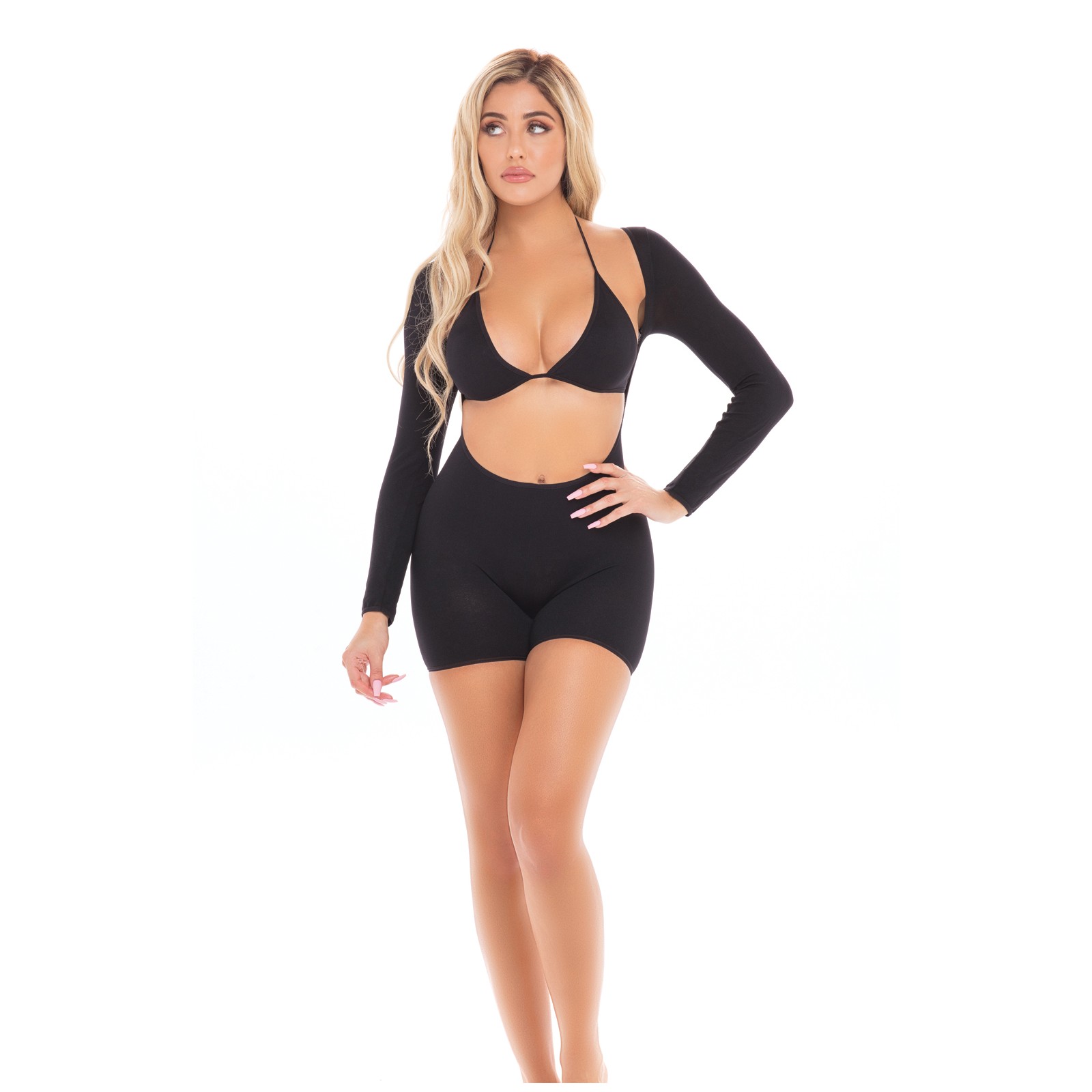 Pink Lipstick Knock Out 2 pc Play Suit - Black