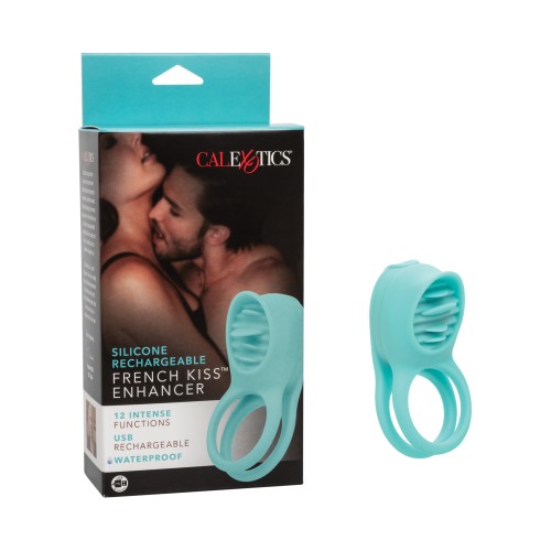 Couple's Enhancers Silicone Rechargeable French Kiss Teal