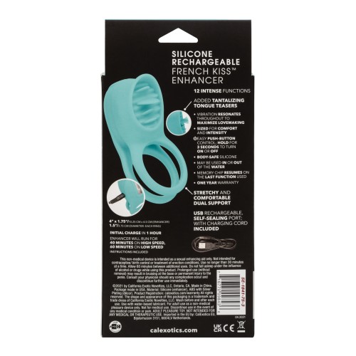 Couple's Enhancers Silicone Rechargeable French Kiss Teal