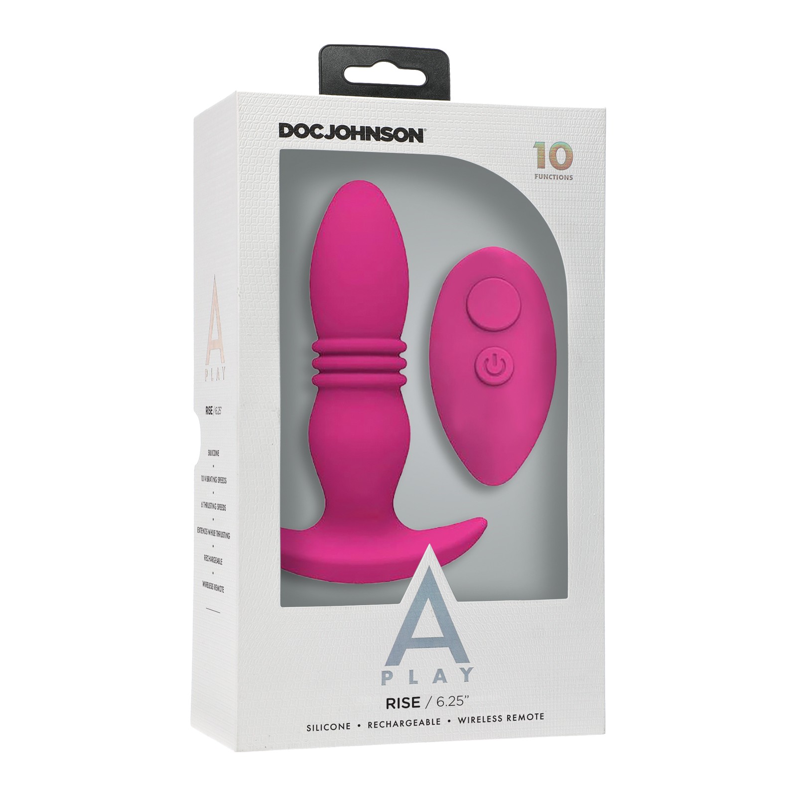 A Play Rise Rechargeable Silicone Anal Plug with Remote Pink