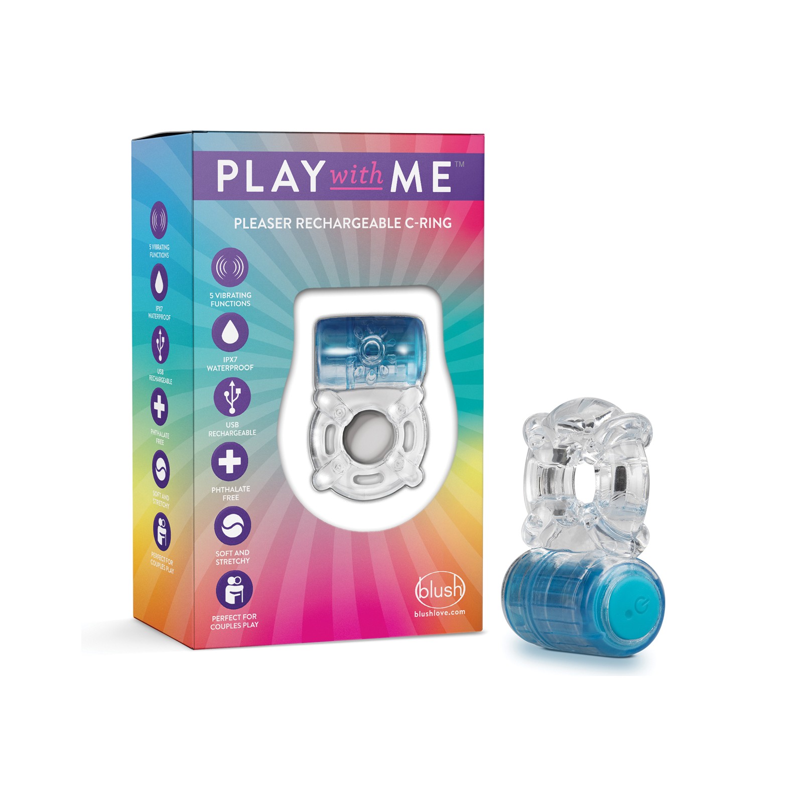 Blush Play with Me Blue Vibrating C Ring