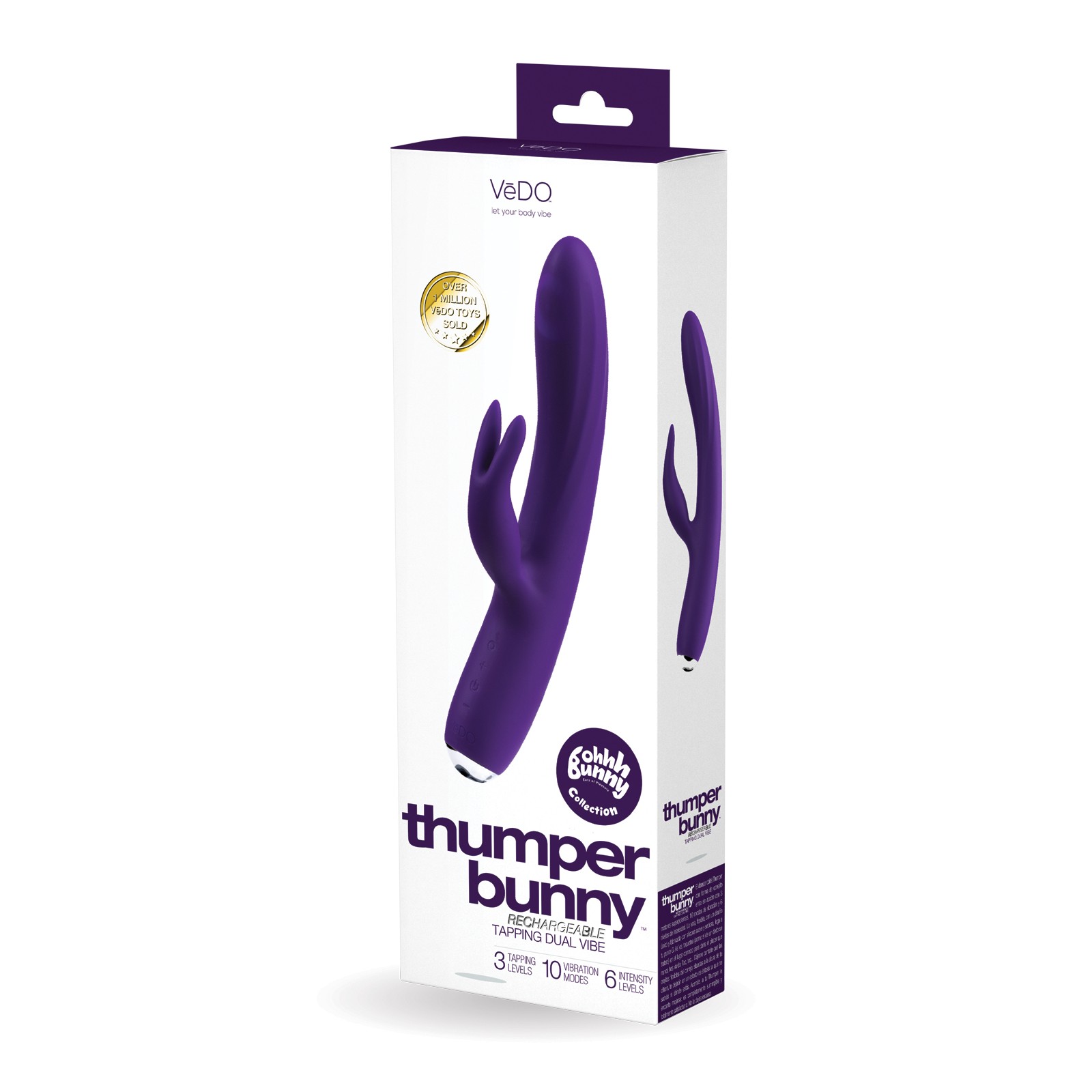 Vibrador Doble Recargable VeDO Thumper Bunny - Púrpura Oscuro