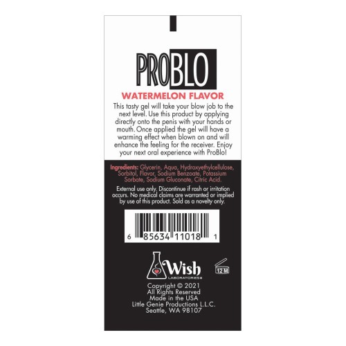 Pro Blo Oral Pleasure Gel - Tasty Watermelon Flavor