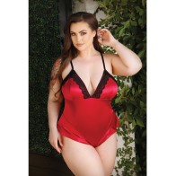 Curve Cleo Skirted Teddy with Snap Crotch - Red 1X/2X