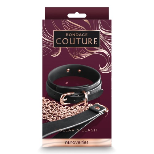 Bondage Couture Collar & Leash - Black