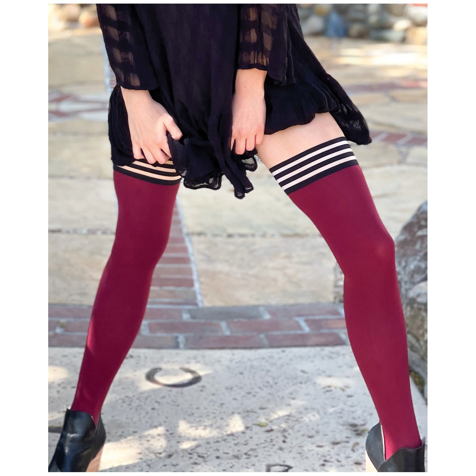 Kixies Cranberry Thigh Highs Size A