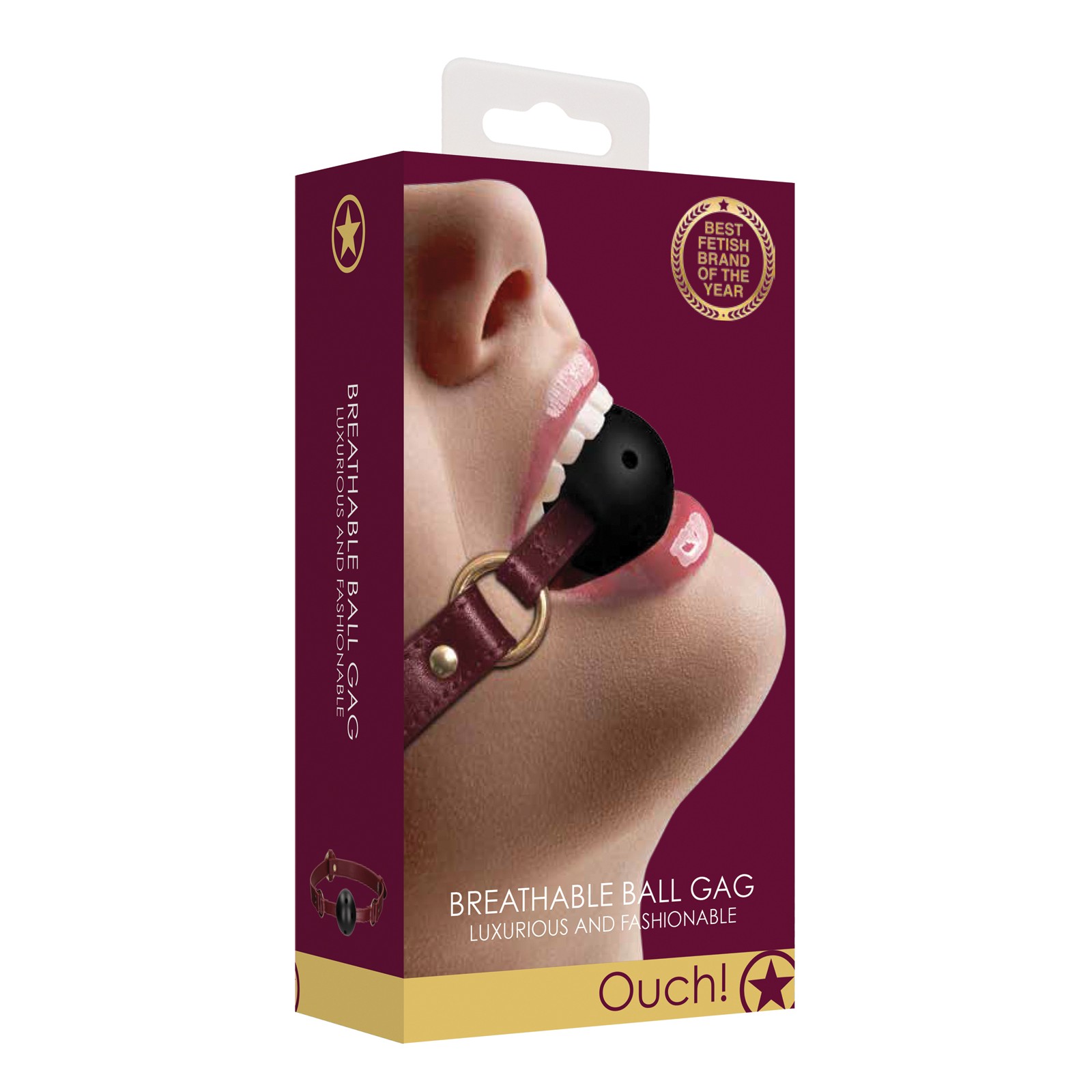 Shots Ouch Halo Breathable Ball Gag Burgundy