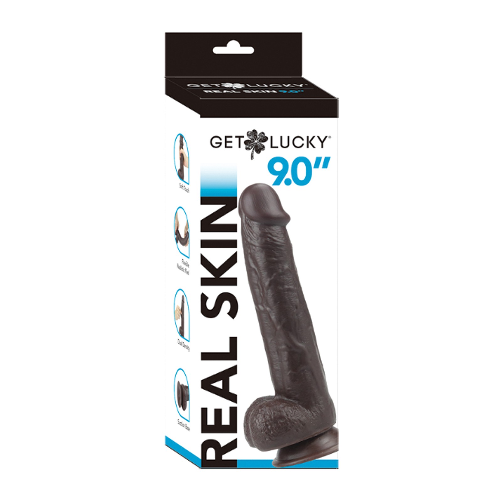 Get Lucky 9.0" Real Skin Dildo - Dark Brown