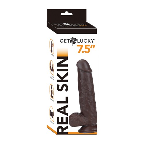 Get Lucky Dark Brown Real Skin Dildo