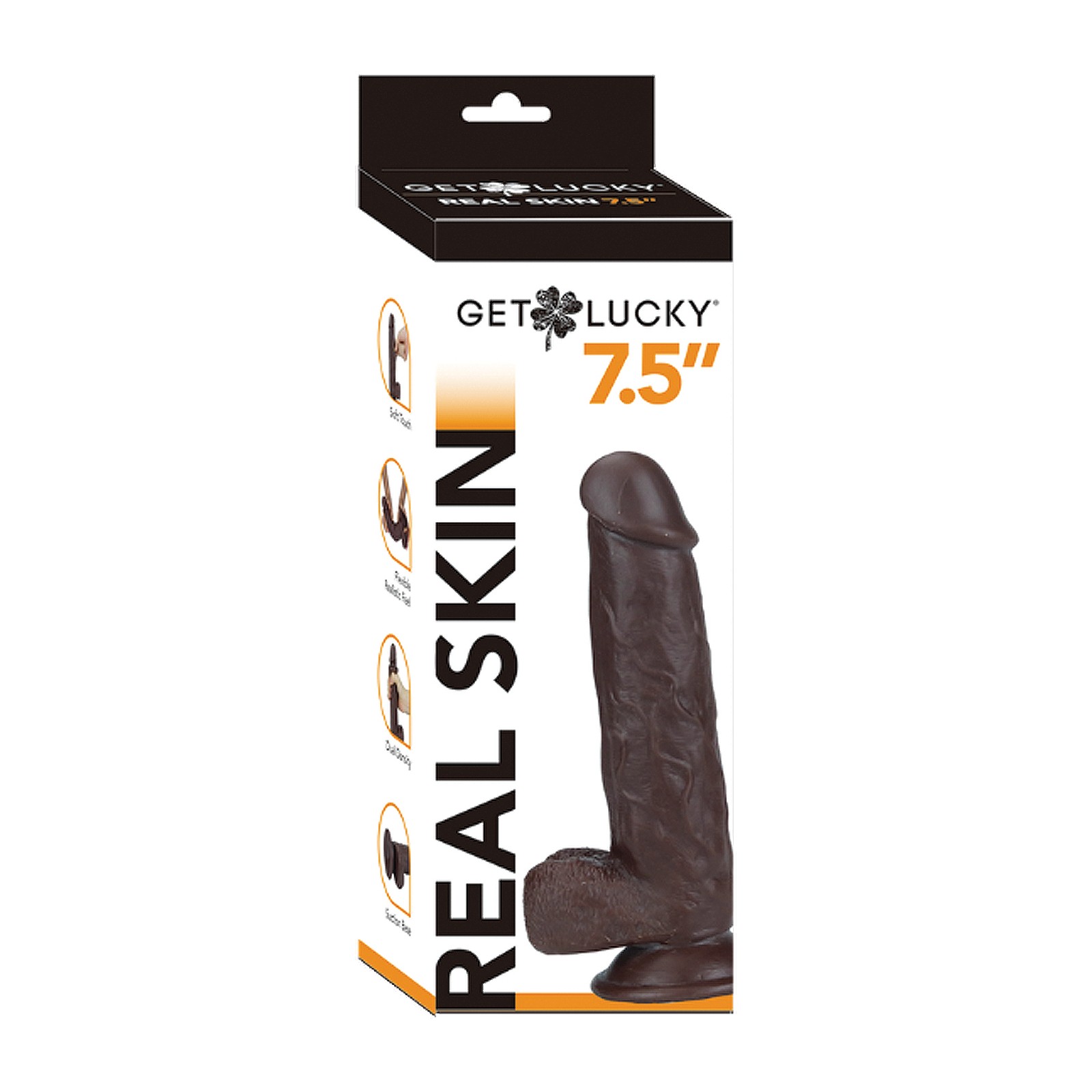 Get Lucky Dark Brown Real Skin Dildo