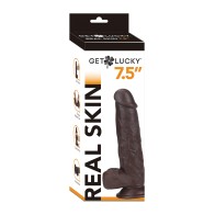 Get Lucky Dark Brown Real Skin Dildo