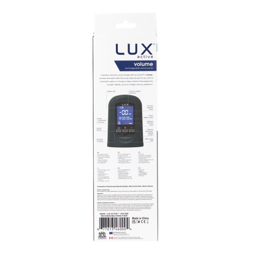 Bomba de Pene Recargable Lux Active Volume para Erecciones Mejoradas