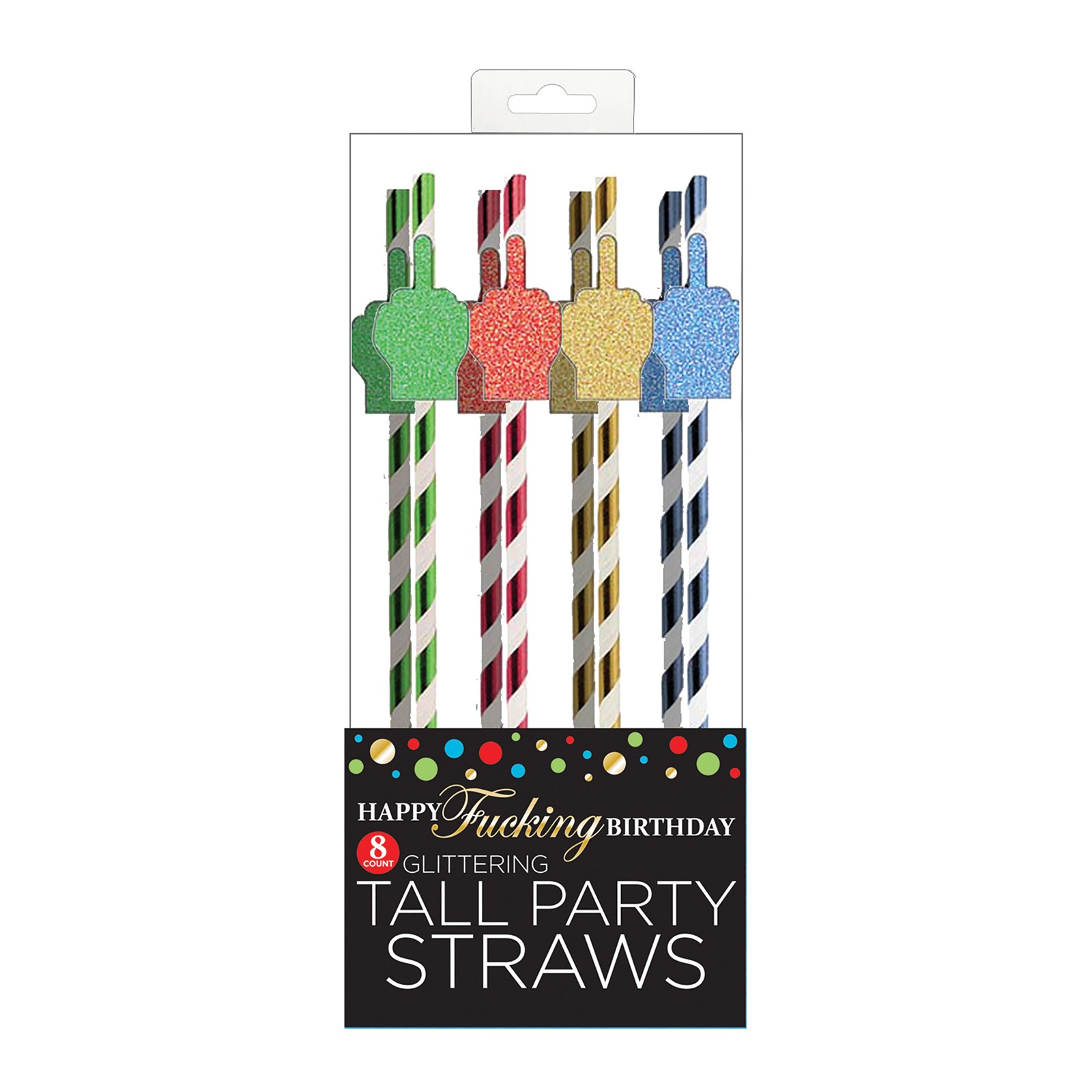 Happy Fucking Birthday Tall Straws Pack of 8