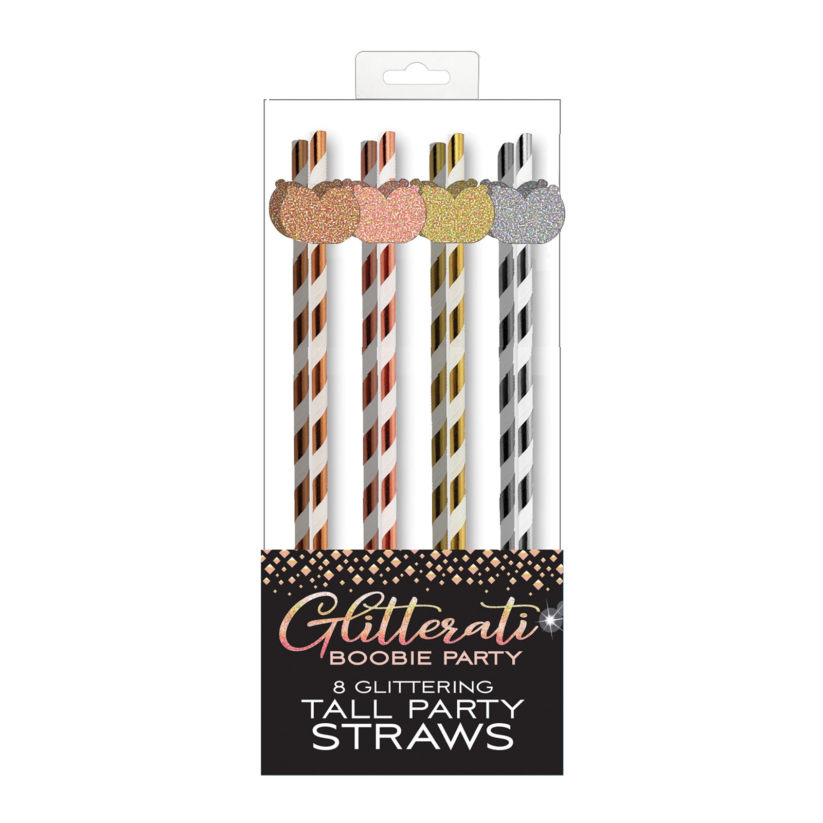 Glitterati Boobie Party Tall Straws Pack of 8