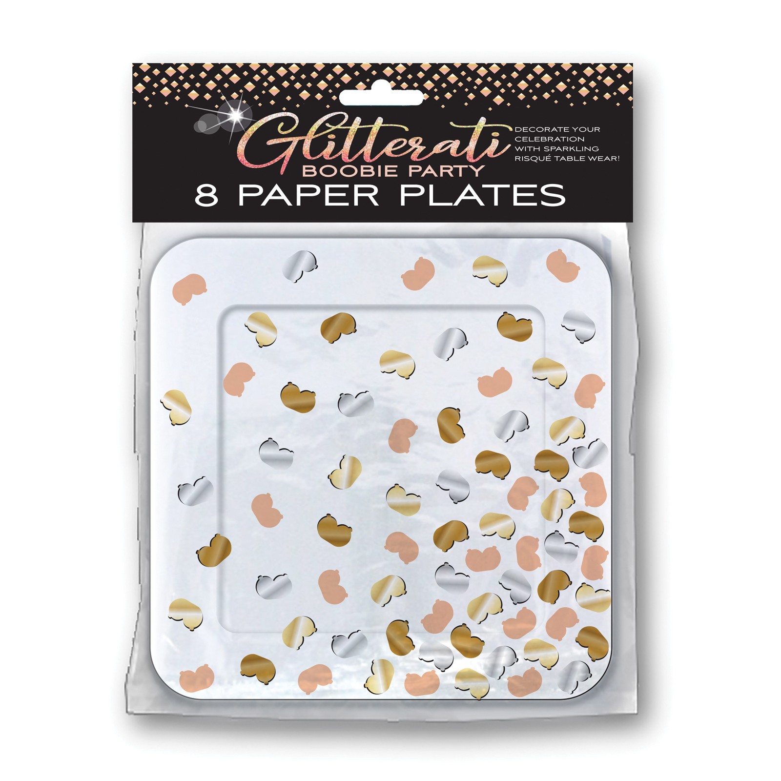 Glitterati Boobie Party Plates - 8 Pack