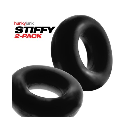 Hunky Junk Stiffy 2 Pack Cockrings in Tar Ice