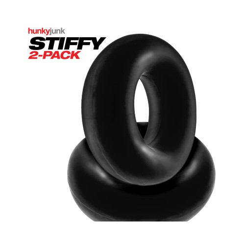 Hunky Junk Stiffy 2 Pack Cockrings in Tar Ice