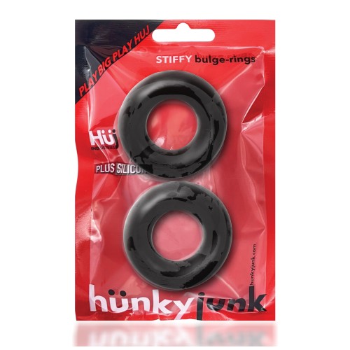 Hunky Junk Stiffy 2 Pack Cockrings in Tar Ice