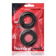 Hunky Junk Stiffy 2 Pack Cockrings in Tar Ice