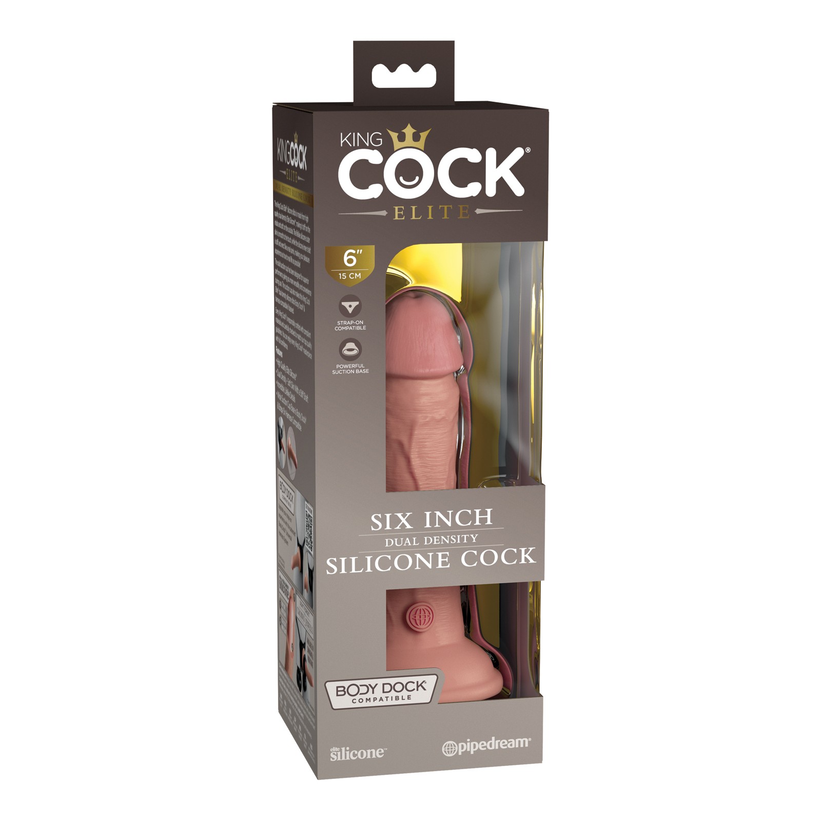 Dildo Silicona Doble Densidad King Cock Elite 6 Pulgadas Claro