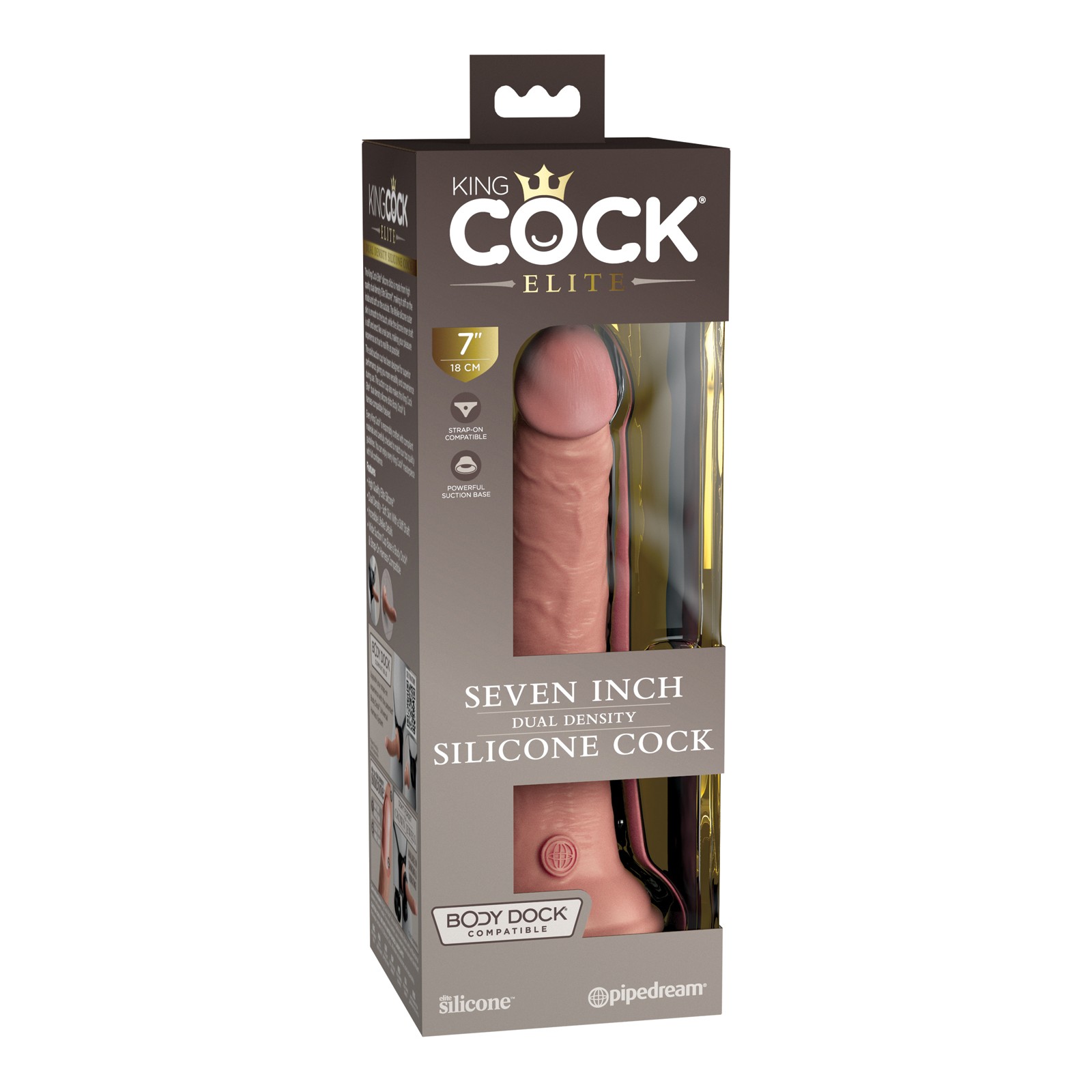 King Cock Elite 7 pulgadas Consolador de Silicona de Doble Densidad Claro