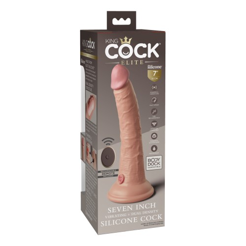 King Cock Elite Dildo de Silicona de Densidad Doble Vibrante 7 Pulgadas con Control Remoto Claro