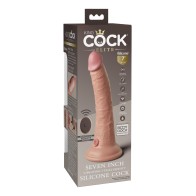 King Cock Elite Dildo de Silicona de Densidad Doble Vibrante 7 Pulgadas con Control Remoto Claro