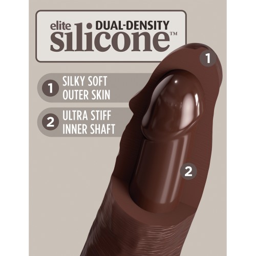 King Cock Elite Dildo de Silicona Doble Densidad de 8 Pulgadas Marrón