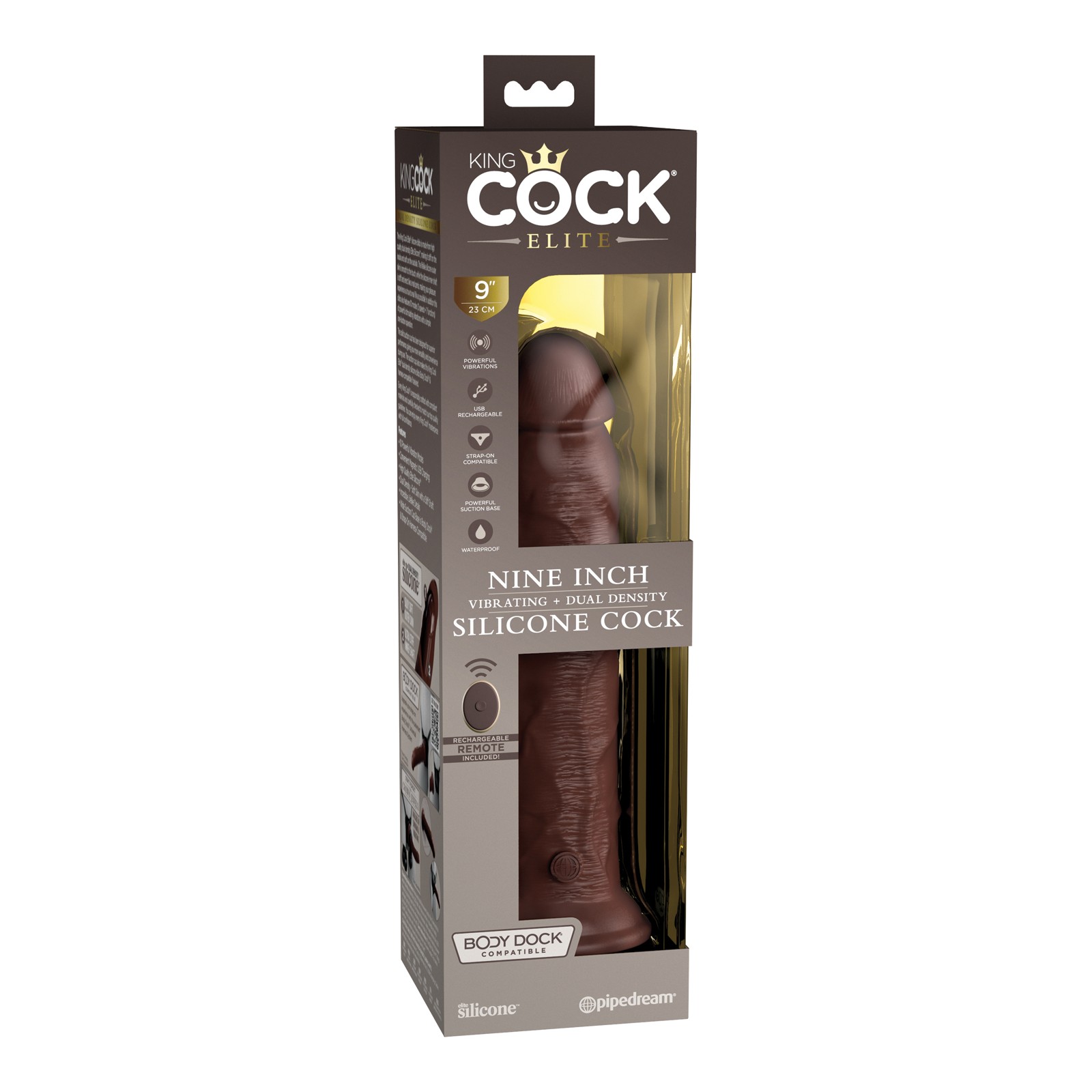 King Cock Elite 9 Pulgadas Dildo Vibrante de Silicona - Control Remoto