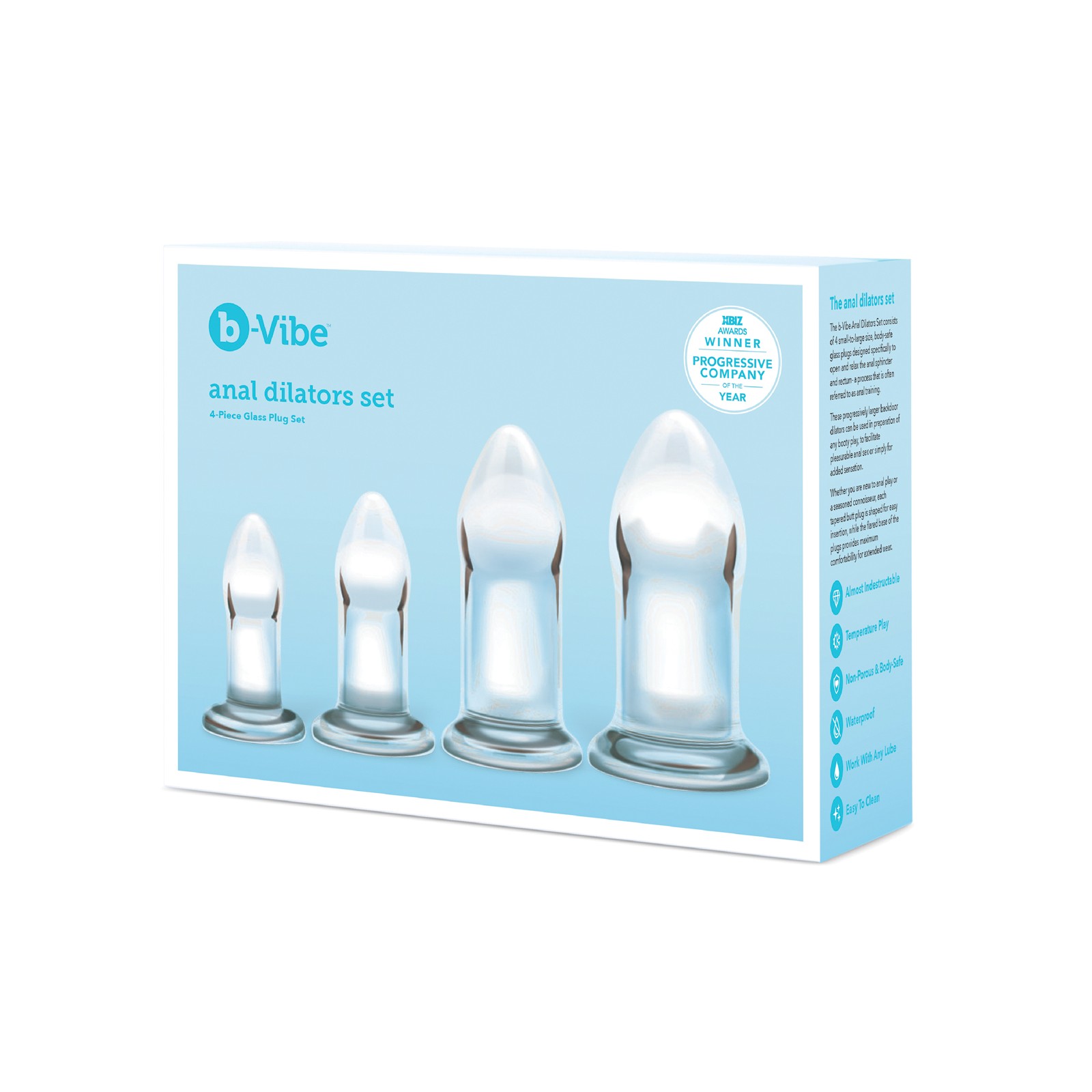 Set de Dilatadores Anales de Vidrio b-Vibe 4 piezas