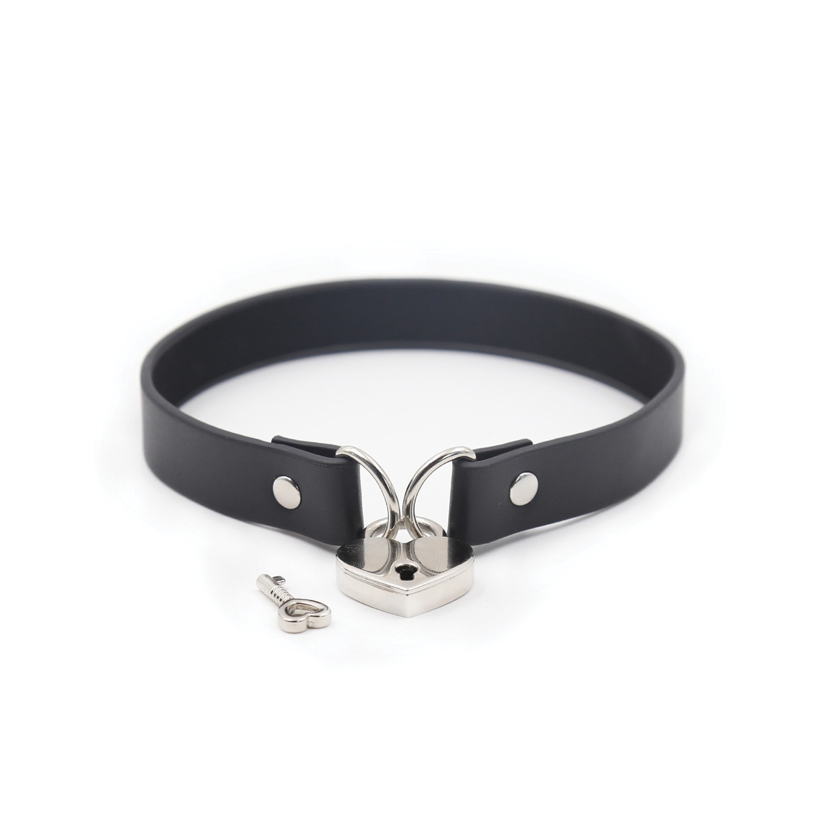 Plesur PVC Heart Lock Collar Black