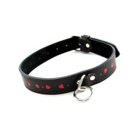 Plesur Hearts Collar Black Red - Elegant Accessory