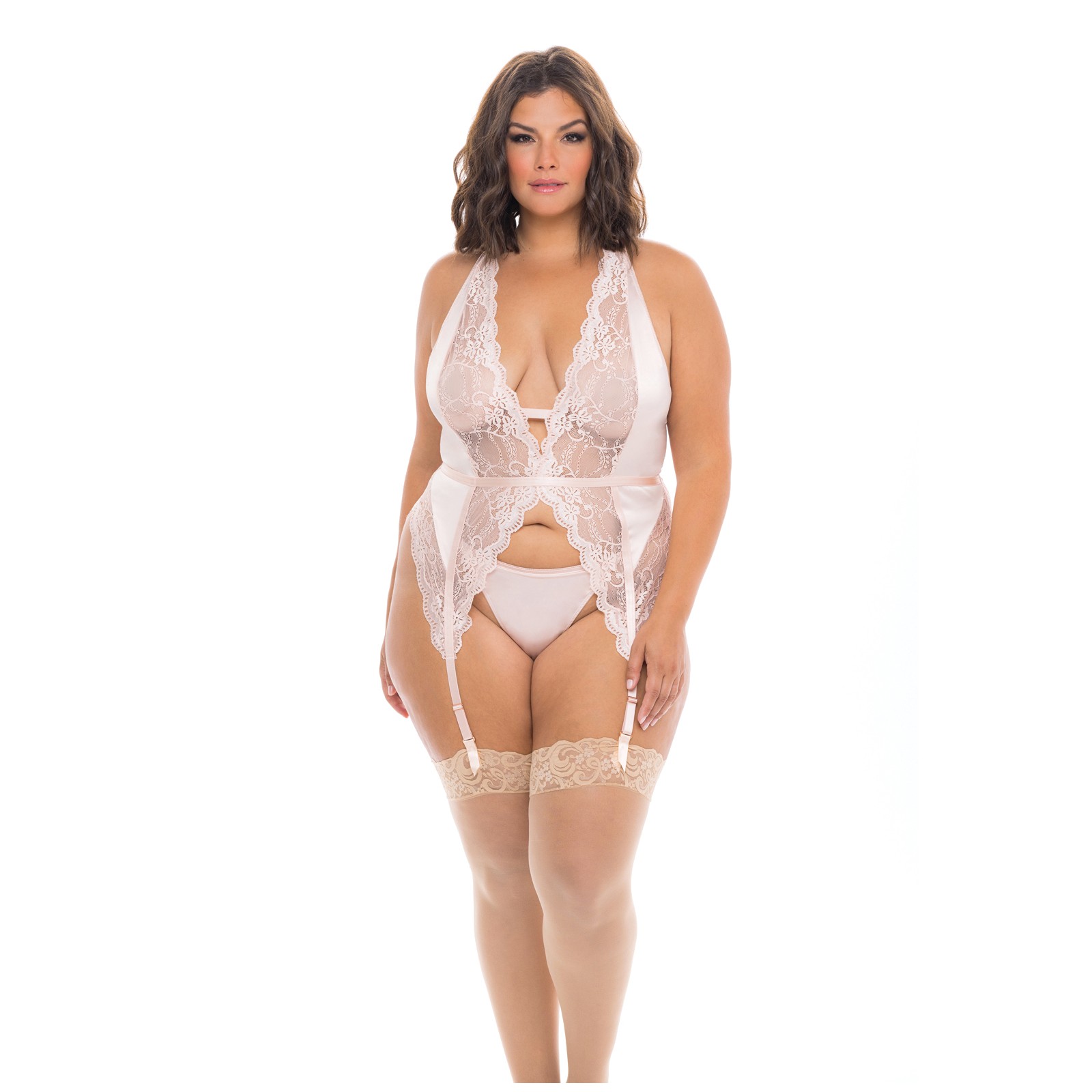 Noah Soft Cup Merrywidow with Garter & G-String Peach 1X/2X